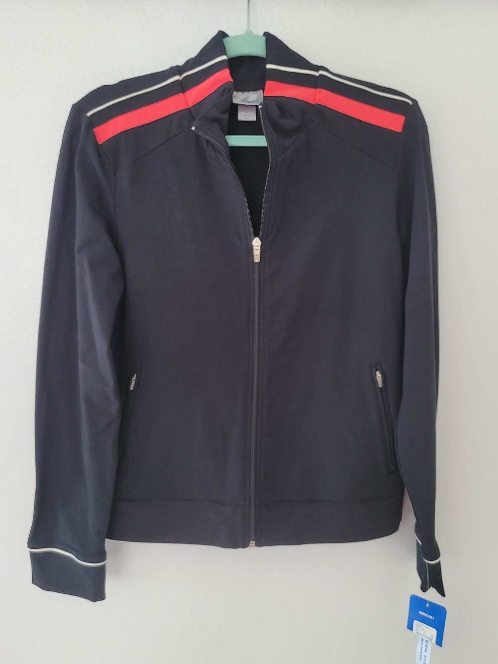 Prospirit Black Bomber Jacket with Red and White Stripes Size L